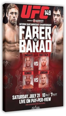 DEZARO UFC 149 Urijah Faber vs. Renan Barao Fight Poster Leinwand Poster Schlafzimmer Dekor Sport Landschaft Büro Zimmer Dekor Geschenk Rahmen-Stil 20 x 30 cm