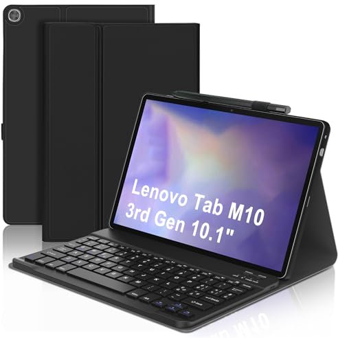 WINCHKING Teclado con funda para Lenovo Tab M10 3rd Gen 10.1, teclado italiano Slim Bluetooth extraíble para Lenovo Tab M10 3rd Gen TB-328FU/TB-328XU, negro