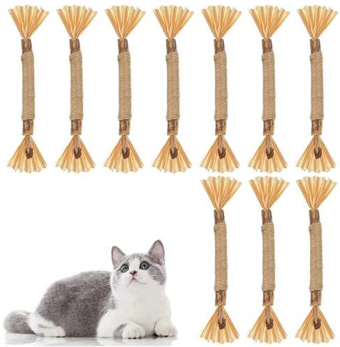 WeddHuis 10 Pcs Katzenminze Sticks Katzen Sticks Matatabi Kausticks Interaktives Katzenspielzeug Katzen Kauhölzer Silvervine Sticks zur Katzen Zahnpflege und Gegen Mundgeruch