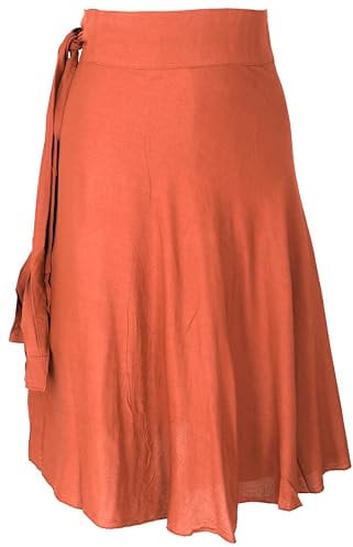 GURU SHOP Leichter Wickelrock, Sommerrock, Damen, Orange, Synthetisch, Size:One Size