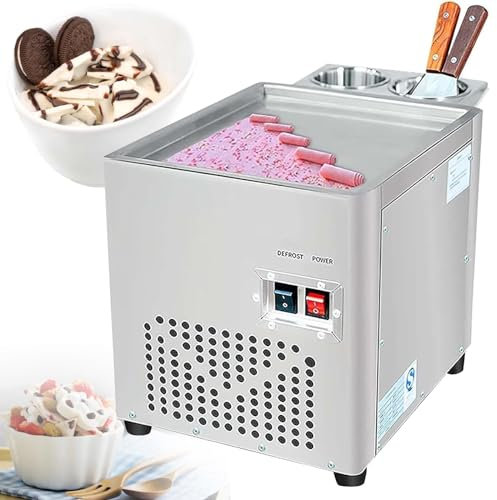 Máquina de Rollos de Helado instantáneo, Plancha para Hacer Helados, Máquina para Hacer Rollos de Helado salteados de Acero Inoxidable para Bares/cafeterías/Tiendas de postres