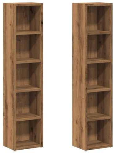 vidaXL CD-Regale 2 STK. Artisan-Eiche 21x16x93,5 cm Holzwerkstoff, CD-Schrank, CD-Ablage, Standregal, Regalschrank, CD-Lagerregal, Regal, Regale
