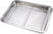 Bandeja de parrilla Bandeja de barbacoa de acero inoxidable de 14x10x1 pulgadas con plato de parrilla rectangular de la rejilla filtrante para alimentos fritos barbacoa vegetal, bandeja de parrilla