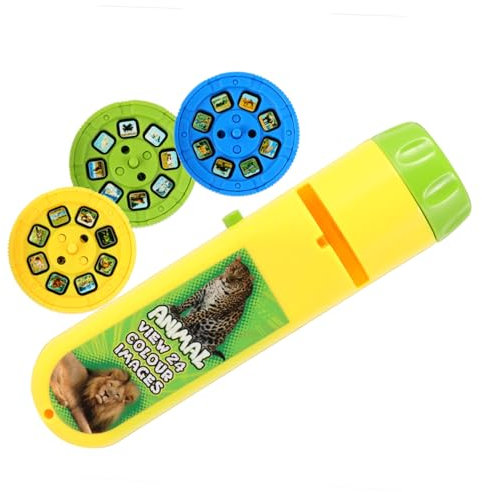 JOINPAYA 1 Set Projection Toy Slide Projector Torch Childrens Tylonal Projection Lighting Story Bedtime Night Light Projector Lamp Projection Flashlight Plastic Yellow
