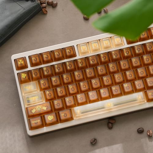 mintcaps Transparent Keycaps - Clear Keyboard Keycaps PC Cherry Profile Brown Keycap Set 153 Keys Shine Through Key Cap for Cherry Gateron Mx Switches Mechanical Keyboard