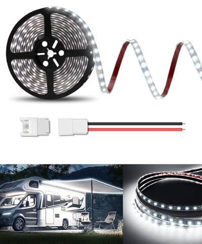 SUPAREE 12V LED Streifen Aussenbereich Wohnmobil LED Strip 12V Wohnmobil LED Strip Schneidbar CRI 90+ IP67 11mm Breite Selbstklebend für Wohnwagen Camper Boot Yacht (ohne Netzteil)