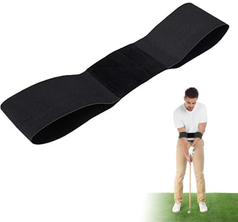 LAIXIABAO Golf Swing Training Aid Arm Band, Portable Golf Arm Band Correction Trainer, Easy Correct Golf Swing Trainer Aid Grip Secret, Practice Tool for Golf Beginners (Black)