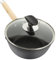 IMIKEYA 1 Pezzo padella antiaderente in pietra medica zuppa casseruola Pot con coperchio pentole del latte pentole di pasta pietra medica in alluminio Black