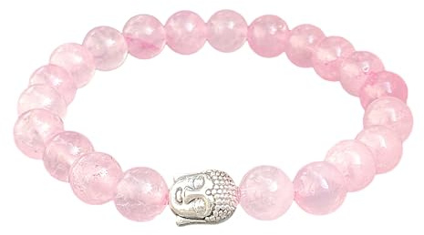 Steinfixx® - Echtes Rosenquarz Perlenarmband BUDDHA - Hochwertiges Edelsteinarmband handgefertigt in Bayern inclusive Geschenkbox