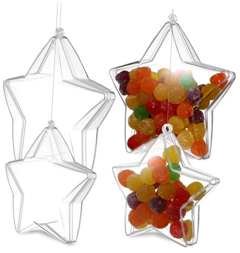 HOODANCOS 20stücke Teiliges DIY Befüllbares Stern-Ornament Aus Klarem Kunststoff Transparente Kleine Stern-Dekorationen Leichte Party Weihnachtsbaumanhänger Vielseitig Einsetzbar Für Bastelp