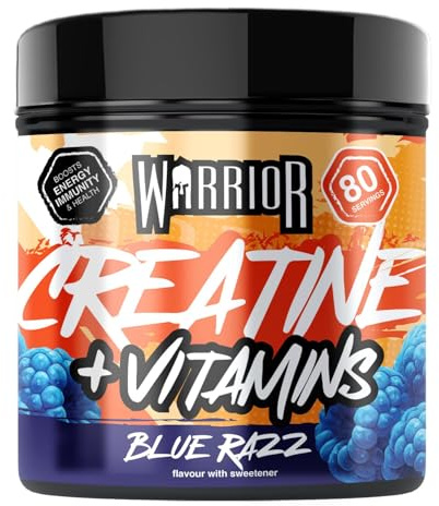 Warrior Creatine Plus Multivitamin 360g Daily Energy Supplement | 3.5g Creatine, Multivitamins, Magnesium & Vitamin D, 80 Servings, Strength, Energy & Immunity (Blue Raspberry)