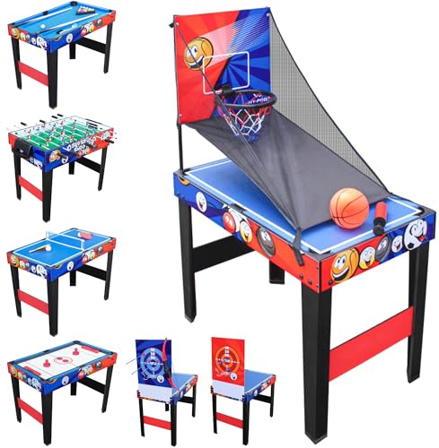 Devessport 7-in-1 Kinder-Multispieltisch | Tischfußball, Billard, Tischtennis, Airhockey, Basketball, Darts und Bogenschießen | Ideal als Weihnachtsgeschenk