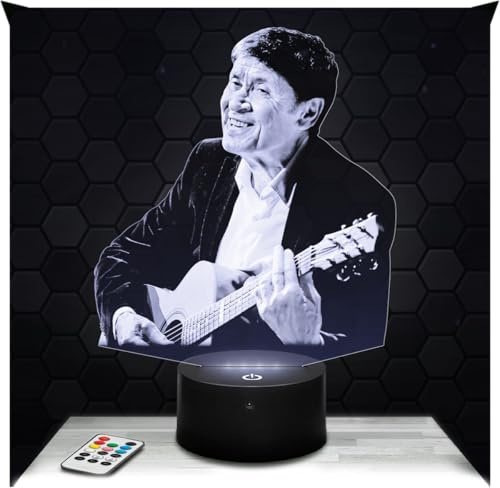 Lampephoto.fr - Lampe Gianni Morandi 3D Touch Nachtlicht It. Sänger | Made in France, Sockel & Größe wählbar, dimmbar, Batterie/USB, HD-Lasergravur, Geschenk für Sie & Ihn