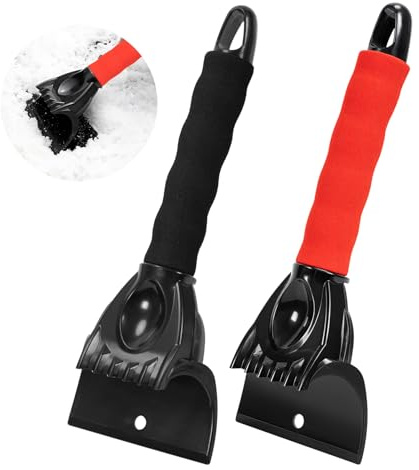 Vinuwu 2 Pack Eiskratzer Auto Scheibenkratzer Auto Frontscheibe Enteisungs | Schneeräum mit Eisbrecher Werkzeug mit Schaumstoffgriff für Auto SUV und LKW