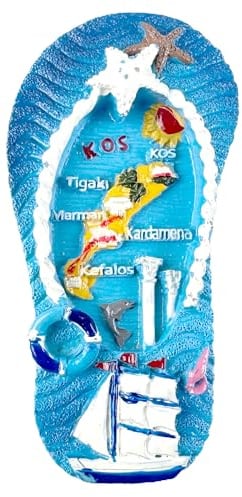 Kos Greece Fridge Magnet Travel Souvenir Resin Flip Flop Map Style Home Decoration Classic Landmark Craft