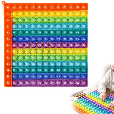 Educational Times Table, 12x12 Interactive Multiplication Tables, Rainbow Times Table Fidget for Classroom Homeschool and Home Learning Aid