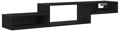 XHNIFBN Meuble TV Mural Suspendu en Bois d'Ingénierie, Banc TV de Salon Moderne avec Grand Espace de Rangement, Design Flottant pour Chambre, Chêne Noir, 150 x 28 x 26 cm