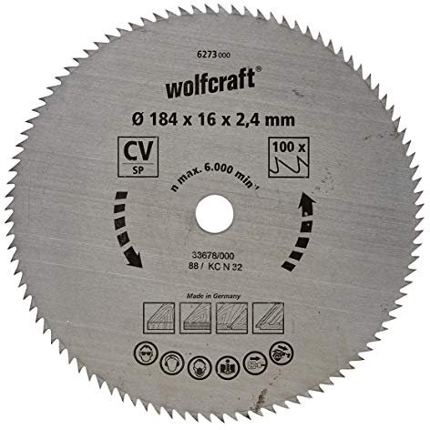 wolfcraft Handkreissägeblatt CV, Serie, Schwarz, Ø 184 x 16 mm