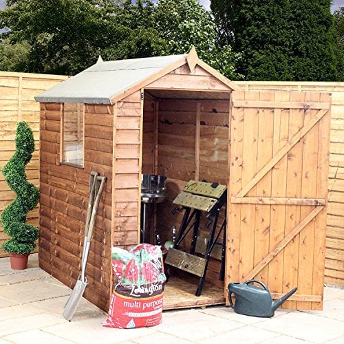 Mercia 6 x 4 ft Overlap Apex Wooden Garden Shed – Traditional Timber Storage, Double-Framed Single Door, Shatterproof Windows, UK-Made