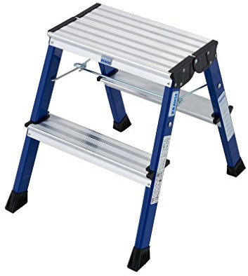Krause 130082 Aluminium Doppel-Klapptritt klappbar Arbeitshoehe (max.): 2.45m Blau 1.7kg