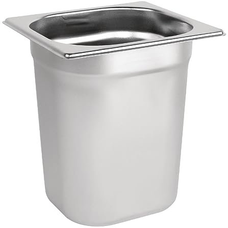 Vogue Gastronorm Pan 1/6, Stainless Steel Tray, Depth: 200 mm, Capacity: 3 Litres, Hot and Cold Food Storage Container, Bain Marie Compatible, Lid Sold Separately, K995