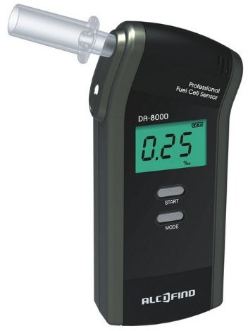 Trendmedic Alkoholtester Alcofind DA-8000 | mobiles digitales Atem-Alkoholmessgerät mit langzeitstabilen Fuel-Cell-Sensor bis 5.00‰ | polizeigenau