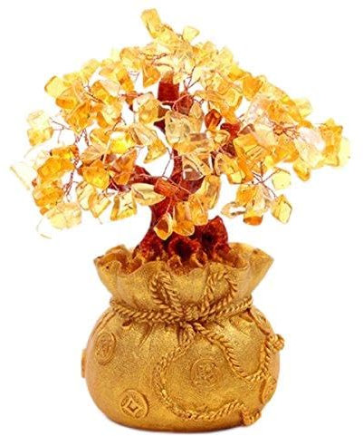 Feng Shui Citrin/gelb Kristall Geld Baum in eine Geld Tasche für Reichtum Luck SKU: H1011