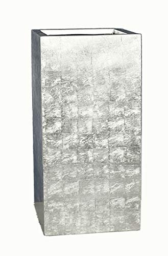 Pflanzkübel L30x B30x H60cm aus Fiberglas in Hochglanz Silber, Pflanztopf, Blumenkübel
