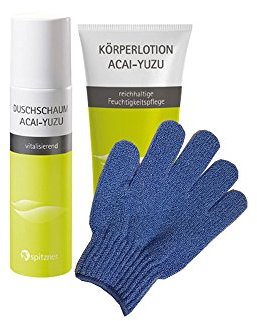 Körperlotion & Duschschaum “Lebensfreude“ von Spitzner im Set mit einem Gratis Massagehandschuh