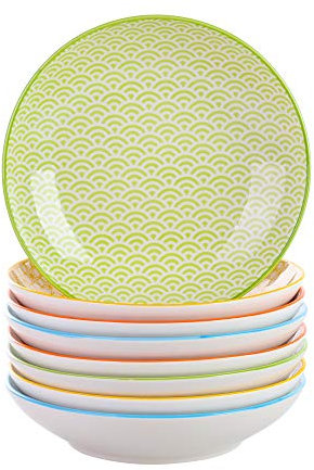 vancasso Serie Natsuki Platos Hondos 8 Piezas Juego de Vajillas de Porcelana Colores Vajillas Japonesa