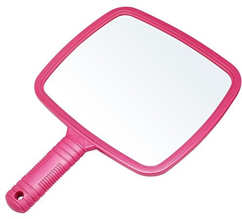 Accessotech Professional Handheld Salon Barbers Hairdressers Paddle Mirror Tool with Handle (Pink)