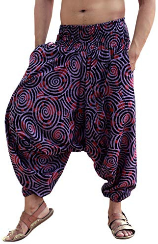 Sarjana Handicrafts Pantaloni Indiani Etnici da Uomo e Donna in Cotone Harem Hippie con Tasche per Yoga