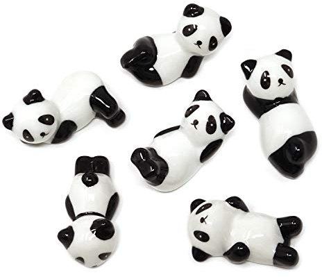 Honbay 6PCS Cute Ceramic Panda Chopsticks Rest Rack Stand Holder for Chopsticks, Forks, Spoons, Knives, Paint Brushes