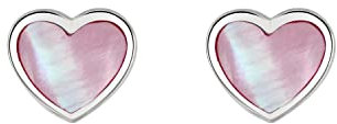 Dew Sterling Silver and Pink Mother of Pearl Heart Stud Earrings