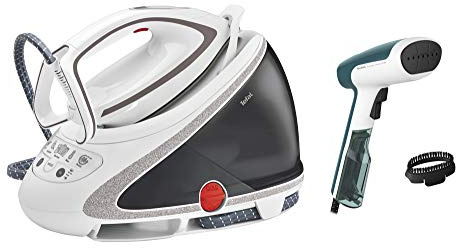 Tefal Dampfbügelstation Pro Express Ultimate 7,7 Bar, 155 g/Min. kontinuierlicher Dampf, 500 g/Min. Extra-Dampfstoß, 2600 Watt, Kalk-Kollektor, Bügeleisen Dampfstation, weiß, GV9567