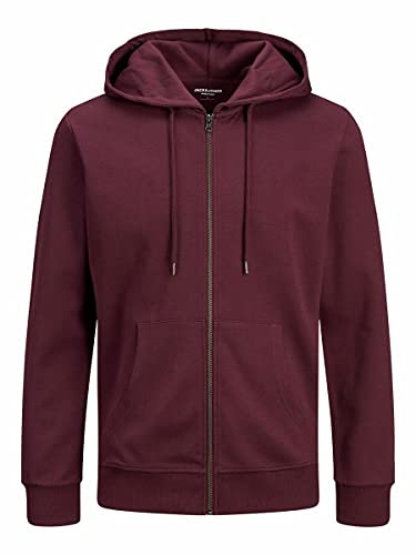 JACK & JONES Jjebasic Sweat Zip Hood Noos Felpa Sportiva con Cappuccio, Rosso (Port Royale), XXL Uomo