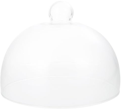 Happyyami Glass Cake Dome Cover Round Clear Cloche Lids Food Screen Protector Transparent Dessert Display for Fruit Cheese 21CM