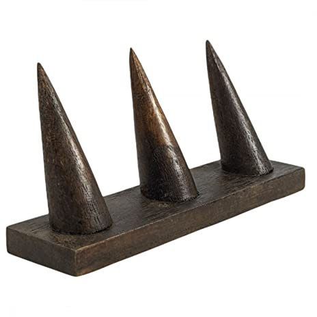 Coco Papaya Porte-bagues en Bois Massif Teinte Marron/Présentoir à bagues (3 cônes)