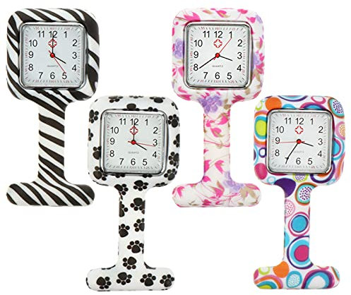 VILLCASE Betrachten 4 Stück Taschenuhr Krankenschwestergeschenke Für Männer Digitaluhren Für Damen - Brosche- Uhr. Pin Auf Broschenuhren Offen Hängend Leuchtende Uhr Kieselgel Fräulein