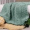 Carriediosa Chunky Knit Throw Blanket 50 X 60, 100% Hand Made Large Chenille Loop Yarn Soft Fluffy Throws for Couch Sofa Bed, Big Crochet Cozy Heavy Thick Cable Woven Blanket, Sage Green
