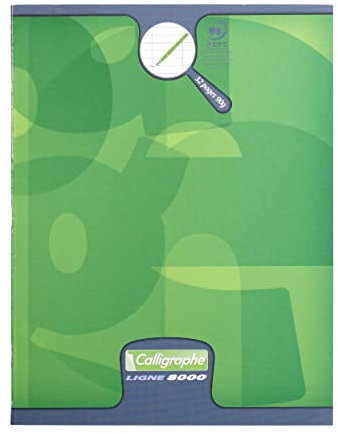 Clairefontaine 109704C - Packung mit 20 Heften Calligraphe 16 Blatt, 17x22cm, 90g, französische Lineatur 4mm, 1 Pack, Grün