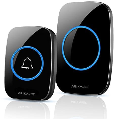 ARIKAREE Campanello Senza Fili da Esterno, Citofono Casa Wireless Ring Doorbell Impermeabile con Pulsante Smart, Cicalino Porta Interno 12V Senza Filo (Nero 1TX+1RX)