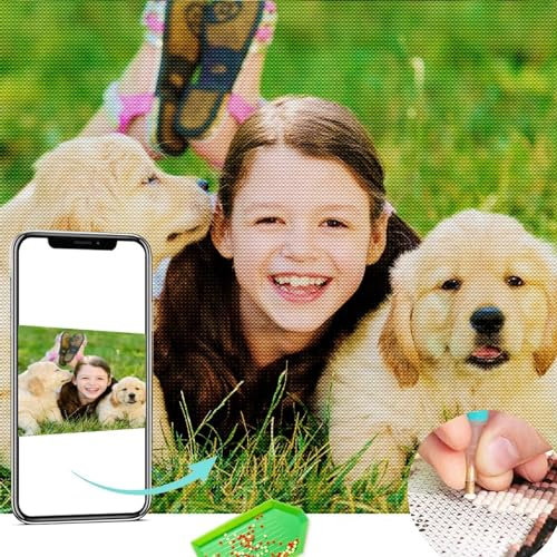 CleverFine Diamond Painting Eigenes Foto Personalisiert Bilder,Benutzerdefinierte Geschenke Home Decor (Runder Diamant,30 * 30cm)