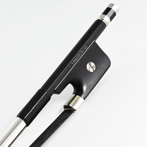 1/4 Größe Kohlefaser aufrecht Kontrabass Bogen VINGOBOW französisches Modell 100BFB 66,5 cm für professionelle Spieler Ebenholz Frosch Unblea