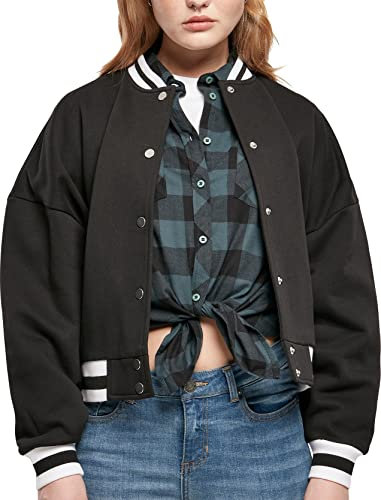 Urban Classics Damen Ladies Oversized College Jacket Cardigan Sweater, Schwarz, XL EU