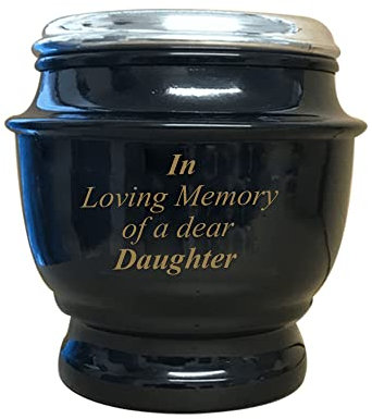 Grabvase Ornamente / Blumenhalter Töpfe - Grabdeko Gedenkvase Schwarze Vasen Gravur mit personalisierten Zitaten für Ihre Lieben (Tochter)