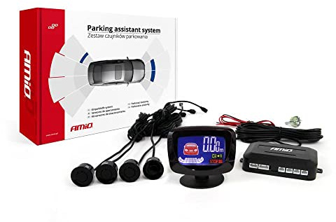 Amio Set von Parksensoren Rechteckig LED-GRAF 4 Sensoren Schwarz