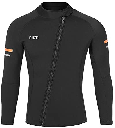 Neoprenanzug Top Herren, Neoprenjacke Langarm Surfen Schwimmen Frontreißverschluss Warmes Surfen, Schnorcheln, alle Wassersportarten, Kaltwassertauchen,3XL