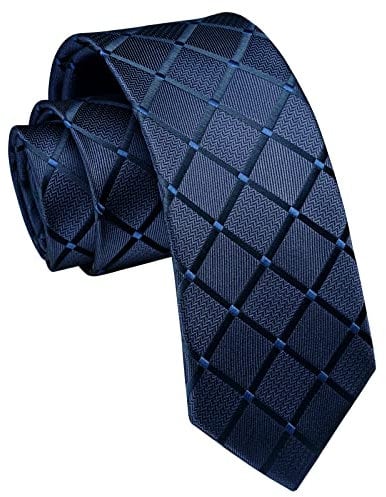 Enlision Plaid Herren Krawatte Navy Blau Schmale Krawatte Seide Krawatten für Formelle Büro oder Hochzeit Business 6cm