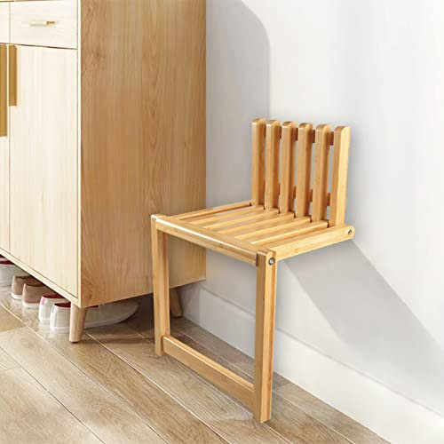 DALUOBO Klappstuhl, Wandmontage, robust, Bambus, Veranda, Stuhl, Stuhl, Hocker, versteckter Schrank, Fußstütze, zusammenklappbar, Badezimmer, Balkon, Hocker (Bamboo Original)